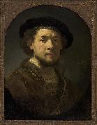 Bust of a man wearing a cap and a gold chain.